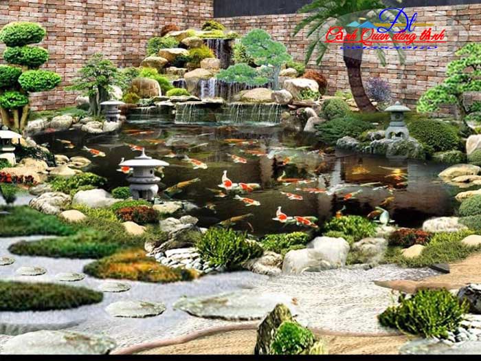 Hồ cá sân vườn thác nước