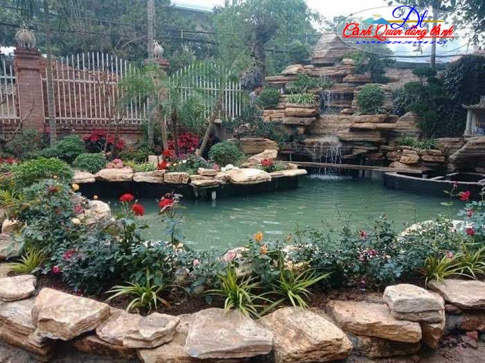 Thi công hồ cá koi thác nước