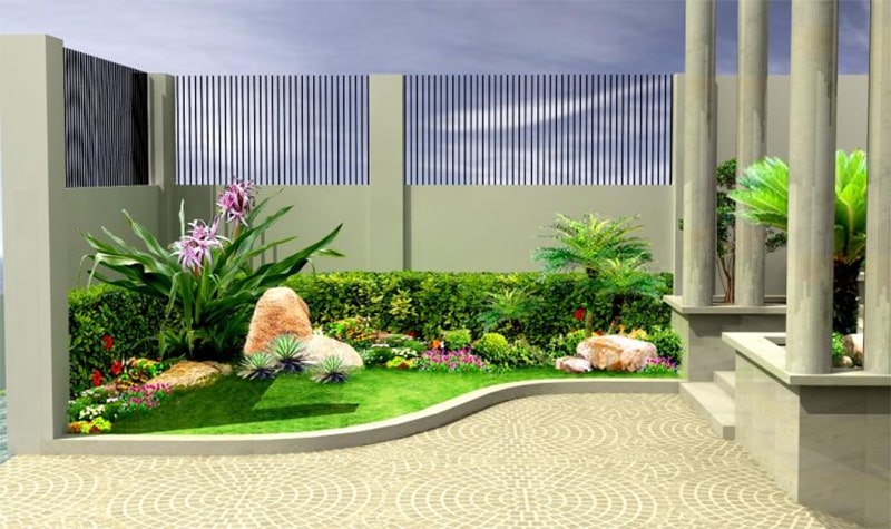 thiết kế sân vườn đẹp đơn giản