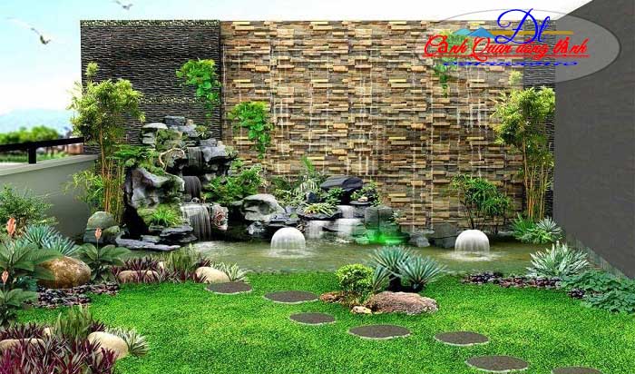 Thi công tường thác nước trên sân thượng